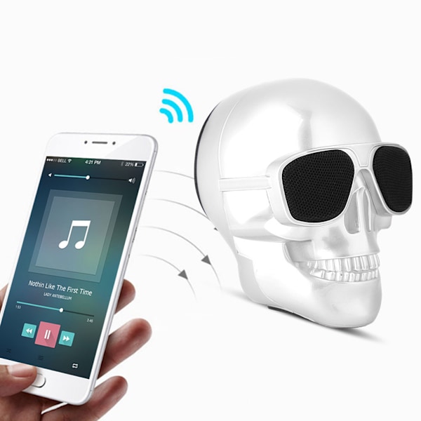 Mini Fashion Skull Bluetooth-högtalare brusreducerande stereo 5W Bluetooth-subwoofer - Vit