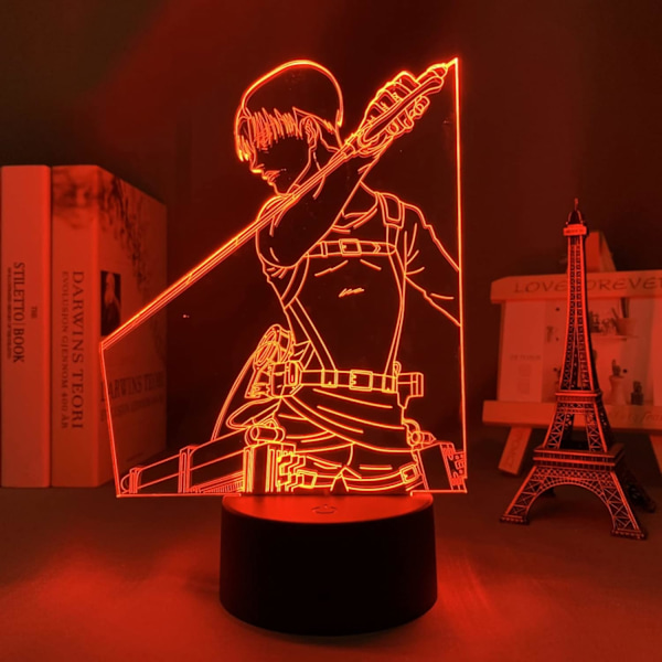 Attack On Titan til børneværelset - Natlampe med 3D-effekt - Anime 3D Optisk Illusion Natlys PXJD