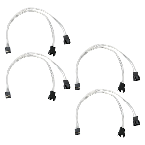 4 kpl PWM-tuuletinjatkokaapeli 4-pin hopeoitu kuparilanka PC-tuuletinjatkokaapeli PC-jäähdytystuulettimelle 1-2-jakaja