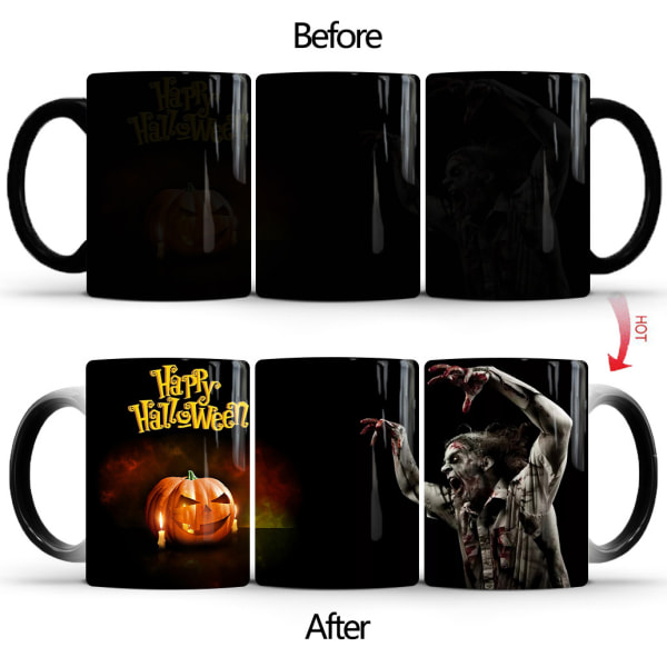 Halloween Pumpkin Color Changing Mug Ceramic Thermal Coffee Breakfast Mug