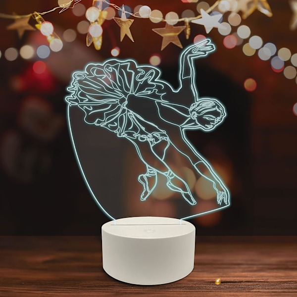 Dansande 3D LED-bordlampa, Poserande Balletdansare Reverence Klassisk Musik, Optisk Illusion Akrylplatta