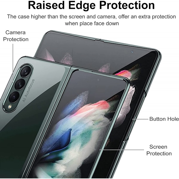 För Samsung Galaxy Z Fold 3 2021, transparent hårt PC-fodral gult reptåligt galvaniserat skyddsfodral för Samsung Ga