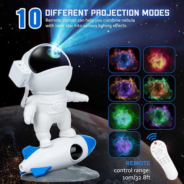 Astronaut Galaxy Projektor for Soverom, Stjerneprojektor med Månelampe, Led Space Nebula Nattlys for Barn Tenåringsjenter Gutter Voksne