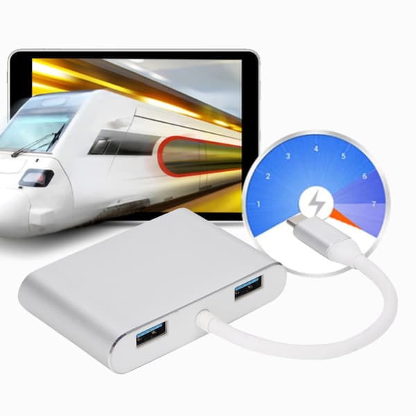 Multifunktionel Type C til RJ45+VGA+USB Hub 5 i 1 USB3.0 Konverteradapter