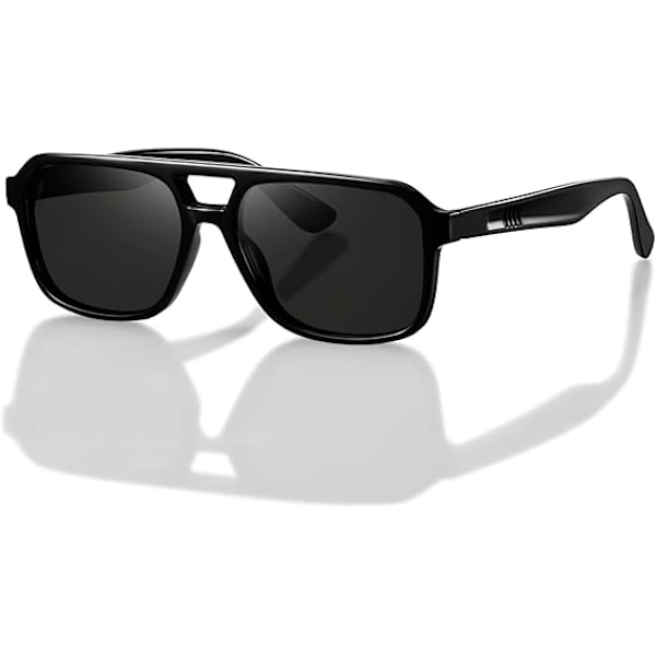 Polarisoidut Retro Aviator -aurinkolasit naisille ja miehille, vintage 70-luvun neliönmalliset aurinkolasit Black/Grey