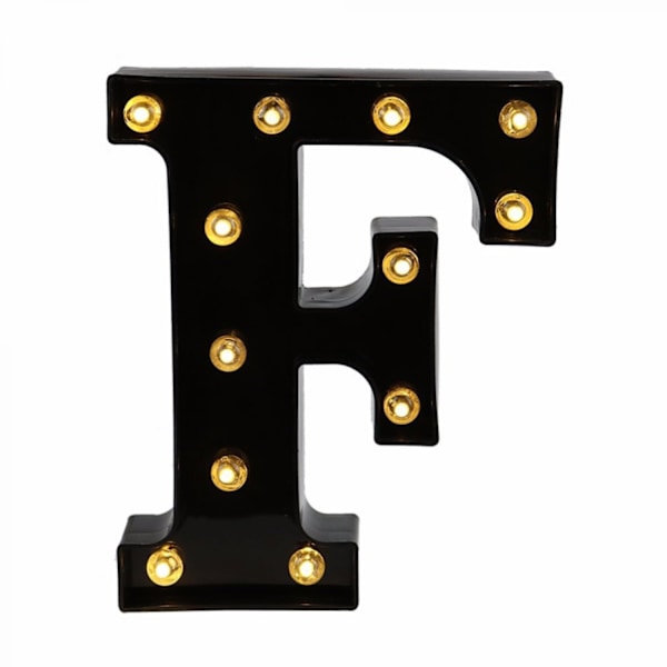 Qinwei Led-bokstavlys Ny design Lys opp svarte bokstaver for arrangementer Bryllupsfest Bursdag Hjem Bar DIY-dekorasjon (Bokstav F)