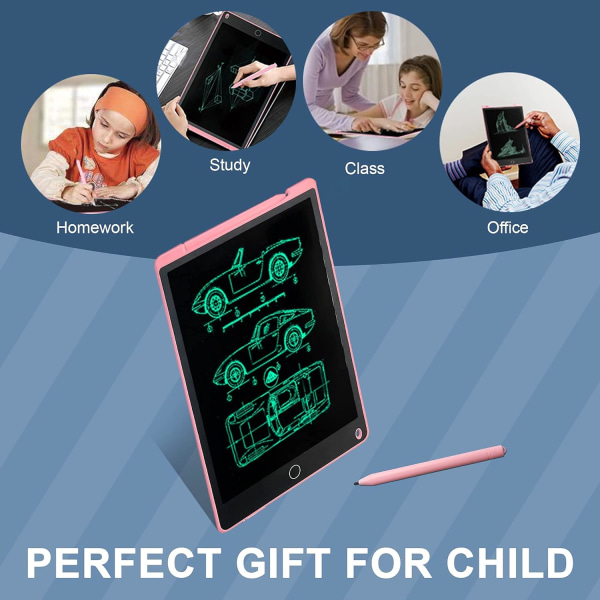 LCD-skrivetablet, 12 tommer håndskrift Business Ewriter Indbygget skærmlås og magnet til børn og voksne ，Pink