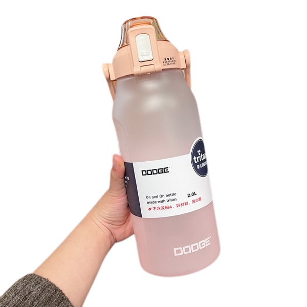 Bærbar plastgradient halmkopp med stor kapasitet rosa + tilfeldige klistremerker + tilfeldige tredimensjonale klistremerker 1500 ml