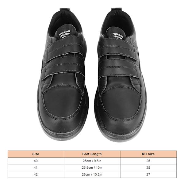 Herre Low Cut Sportsko 4 Rem Stropper Krog og Lås Fodtøj PU Læder Tyk Solet Casual Sko Black 42