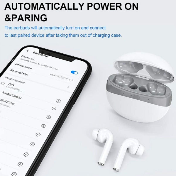 Trådløse øretelefoner, Bluetooth-øretelefoner i øret, TWS-støjreduktion, stereo, vandtætte, sportsøretelefoner, trådløse øretelefoner med mikrofon