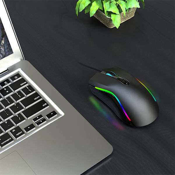 HXSJ A869RGB LED-lys 7200DPl USB Plug and Play Mekanisk Makro Defineret Gaming Mus
