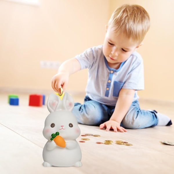 Okrossbar Spargris för Flickor, Söt Plastkanin Spargris Myntburkar för Barn Pojkar Baby Flicka Påskkanin Presenter