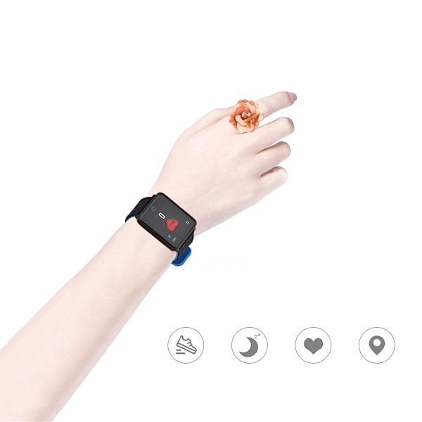 Min f21 Widescreen Bluetooth Smart Armbånd Hjertefrekvens Søvndetektion Armbånd (Sort Blå)