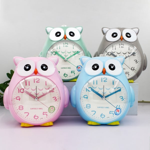 SAYTAY Alarm Clocks For Bedrooms, Cartoon Alarm Clock Owl Alarm Clock Night Light, Student Children's Home Decoration Desktop Clock(Blue)