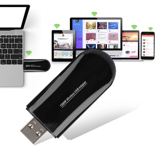 1200M Dual Band AC Langaton Wifi Bluetooth-sovitin WiFi-verkko USB-sovitinkortti