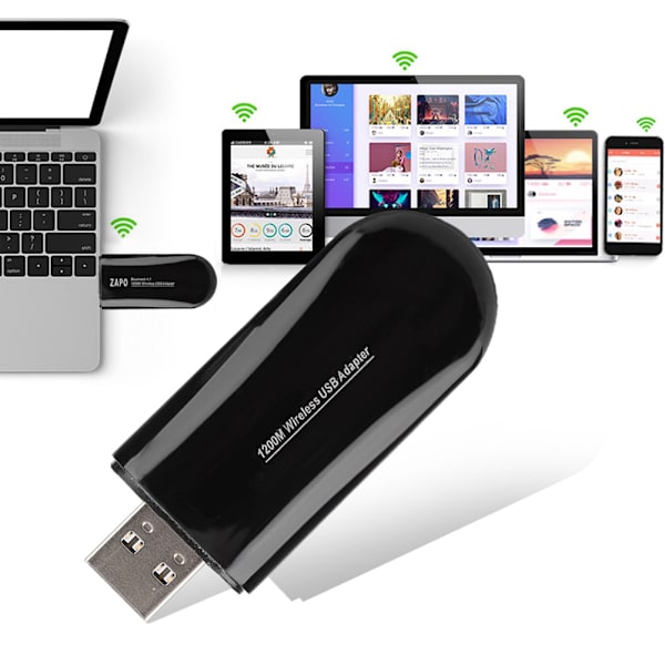 1200M Dual Band AC Trådlös Wifi Bluetooth Adapter WiFi Nätverks USB Adapter Kort