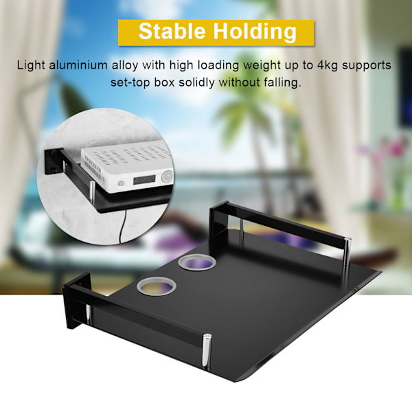 Solid Set-top Box Bracket Aluminium Alloy 4KG Loading Weight Väggmonterad Hylla för Set Top Box