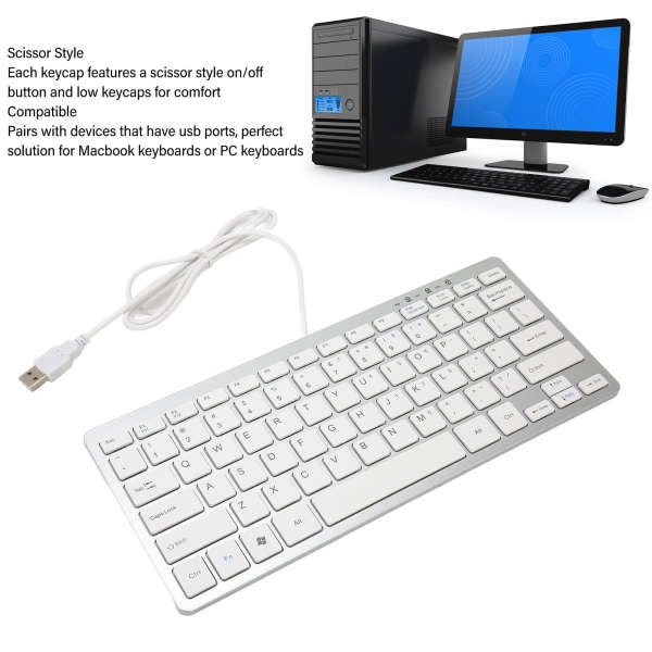 USB-kablet tastatur 78 saksnøgle 13 genvej LED-indikator tastatur til MacBook Pro Air Mini til Windows PC-skrivebord