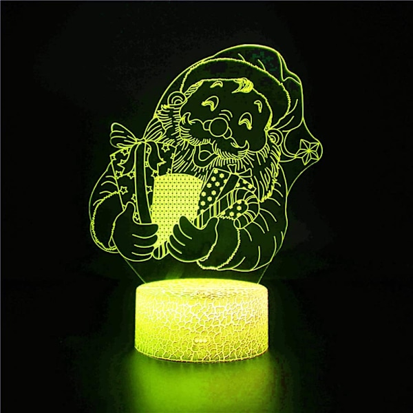 3D Jultomte Nattlampa LED-lampa Illusion 16 Färgväxlande Bordsskiva Dekorationslampor Födelsedagspresent Akrylbas USB-kabel Leksak