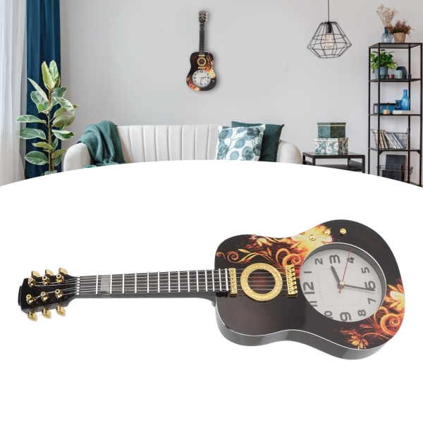 Väggklocka Tyst Simulering Ukulele Forma Dekorativt Alarmklocka för Sovrum Student Sovsal Kontor (46x17.5x4.5cm / 18.1x6.9x1.8in)