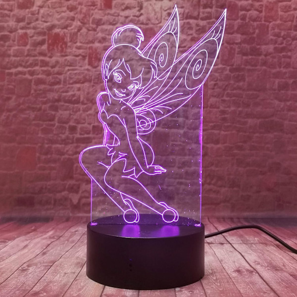 Enkeli Tinkerbell Prinsessa Harvinainen Peter Pan Keiju Tinker Bell Lumihiutale Magia Elf 7 Väriä Vaihtava Toimintahahmo Yövalo 3D Anime Tytöt Koti Pöytä