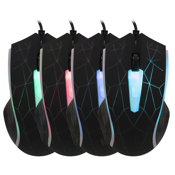 WARWOLF M-01 4D LED Farverig USB Kablet Gaming Lys Mus til Computer Spil Sort