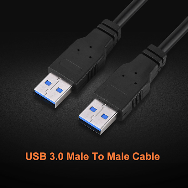 USB 3.0 A-han til A-han PVC datakabel - Super hurtig hastighed - Sort (1m)
