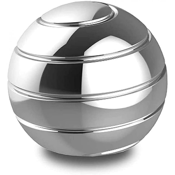 Skrivebordsbevægelseslegetøj, fuld krops optisk illusion Fidget Spinner Ball, skaber en sindsbøjede optisk illusion af kontinuerligt flydende top voksen (sølv)