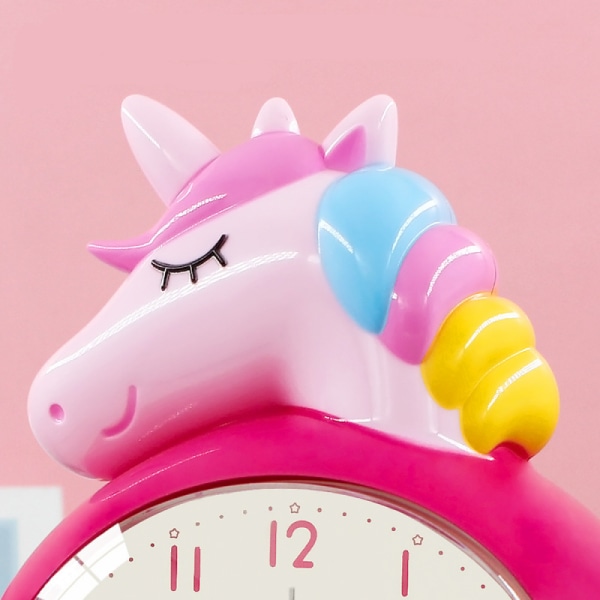 SAYTAY Unicorns Herätyskello, Sarjakuvaherätyskello Sateenkaari Unicorn Kello Yövalo, Opiskelijoiden lasten kodin koristelu pöytäkello (vaaleanpunainen)