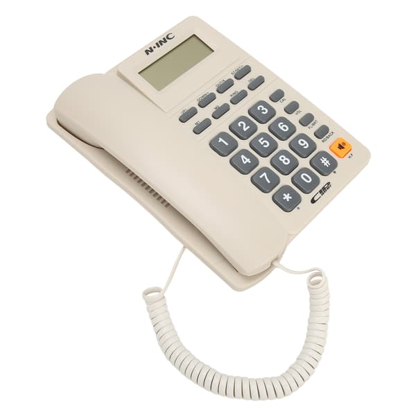 Kablet fasttelefon Multifunksjon Caller ID Display Hurtigvalg Siste nummer Ring opp igjen Skrivebordstelefon for hjemmekontor Hvit