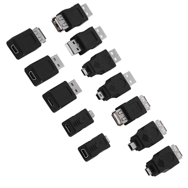 Paket med 12 st olika USB2.0-adaptrar Micro/Mini hane-hona-omvandlare