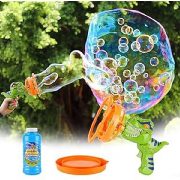 Elektrisk Dinosaurie Bubbelmaskingevär för Barn 4-8 År, Stor Dino Bubbelblaster med Bubbla-i-Bubbla Design, Utomhus Trädgård blue