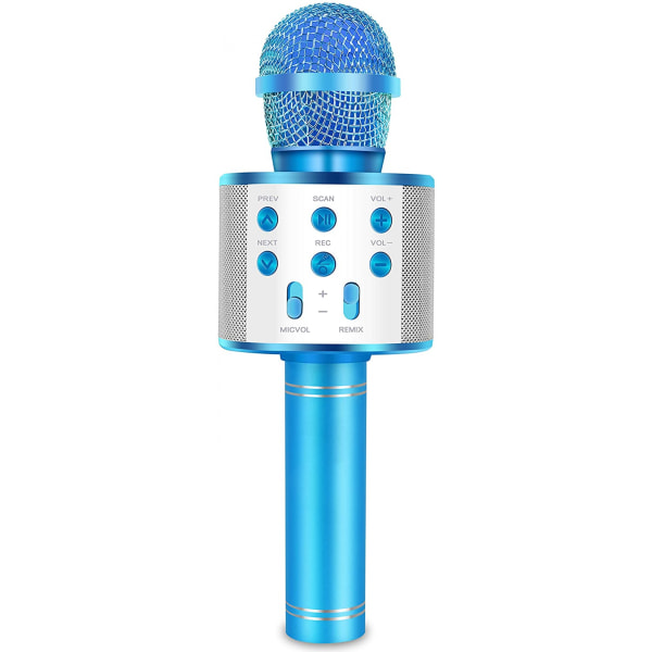 Håndholdt Bluetooth Karaoke Mikrofon-Bursdag Morsomme sangleker for barn Alder 3 4 5 6 7 8 9 10 år gamle jenter og gutter (blå) Besøk IJO Store