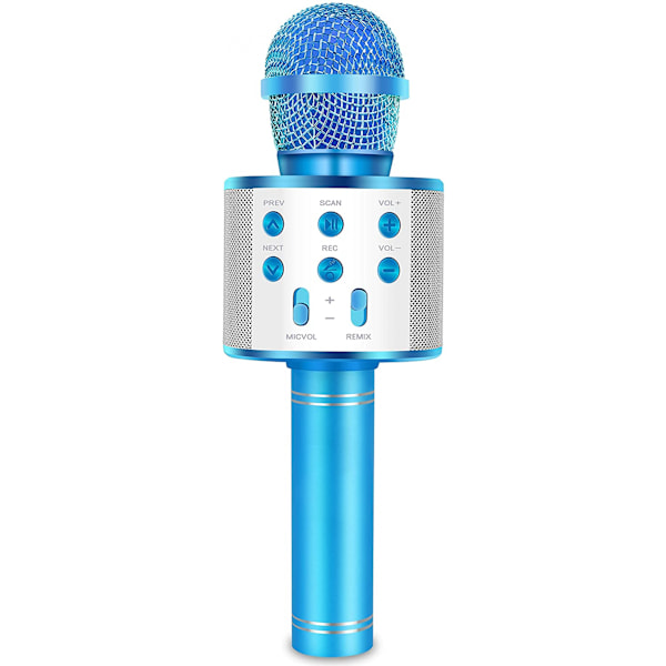Håndholdt Bluetooth Karaoke Mikrofon - Sjovt fødselsdagssang legetøj til børn i alderen 3 4 5 6 7 8 9 10 år piger og drenge (blå) Besøg IJO Store