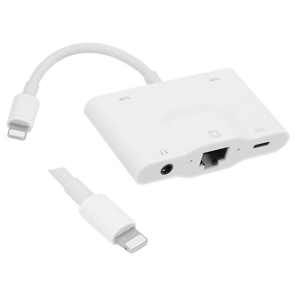 RJ45 5 i 1 USB Hub Dockningsstation OTG Ethernet-konverter 3,5 mm ljudkontakt Adapter