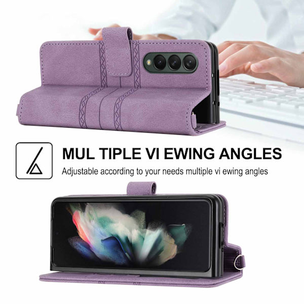 Kompatibel med Samsung Galaxy Z Fold 4 5G Plånboksfodral med Kortfack Flip PU Läder Prägling Fällbar Stötsäker Skyddande Skal