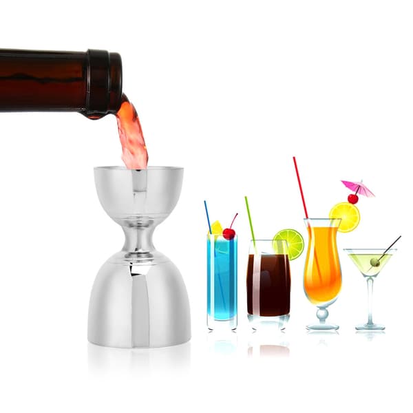 Rustfrit dobbeltkop rustfrit stål cocktail jigger mixer bartender værktøj til hjemmebar fest tilbehør Silver