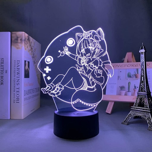 LED Anime Lampa Bord Sayu Genshin Impact 3D Illusion Nattlampa Hem Rum Dekoration Akryl LED Ljus Julgåva Lampor (16 Färger med Fjärrkontroll)