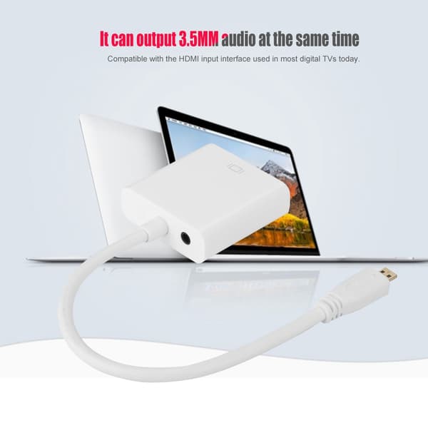 HDMI til VGA  HDMI Konverter Adapter Kabel Til Computer/DVD/Digital Set-Top Box(Hvid)
