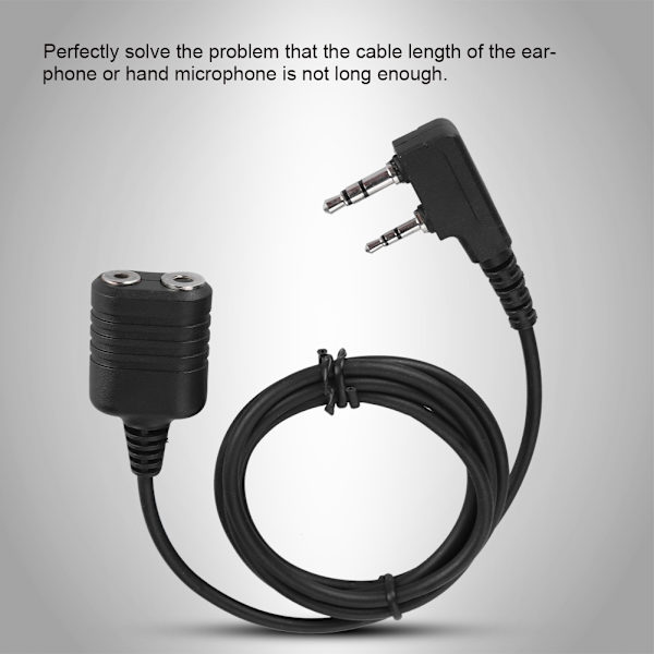 2-polet K-hoved Walkie Talkie Mikrofon Headset Forlænger Kerne Håndmikrofon Kabel Til Kenwood Baofeng