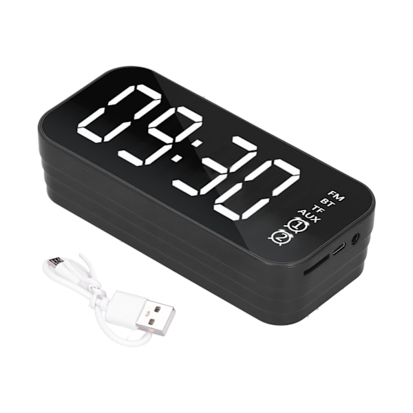 Bärbar Mini Alarmklocka Högtalare FM Trådlös Bluetooth Högtalare Stöd Plugin-kort