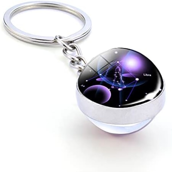 Zodiac 12 Constellation Glow In The Dark Kreativ Galaxy nøglering Libra-1