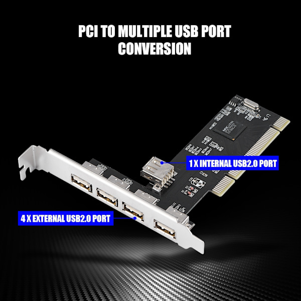 480 Mbps höghastighets T-typ PCI till USB-förlängningskort modul adapter 5 x USB 2.0-port