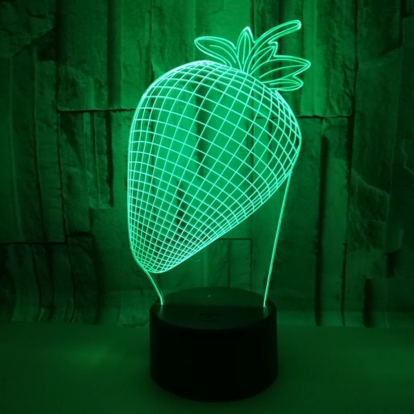 Qinwei Cute Strawberry 3D Nattlys 7 Fargeskift LED Bordlampe Julelekegavegave -- Stil G