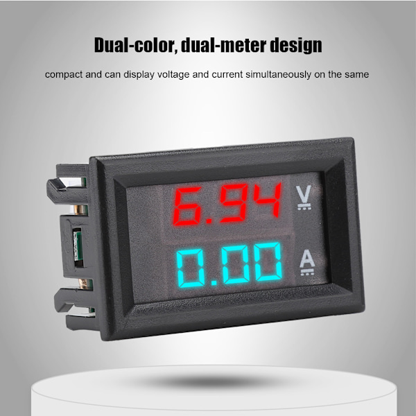 0-100V 0-10A Mini kaksivärinen LCD-digitaalinen jännitteen- ja virranmittauslaite