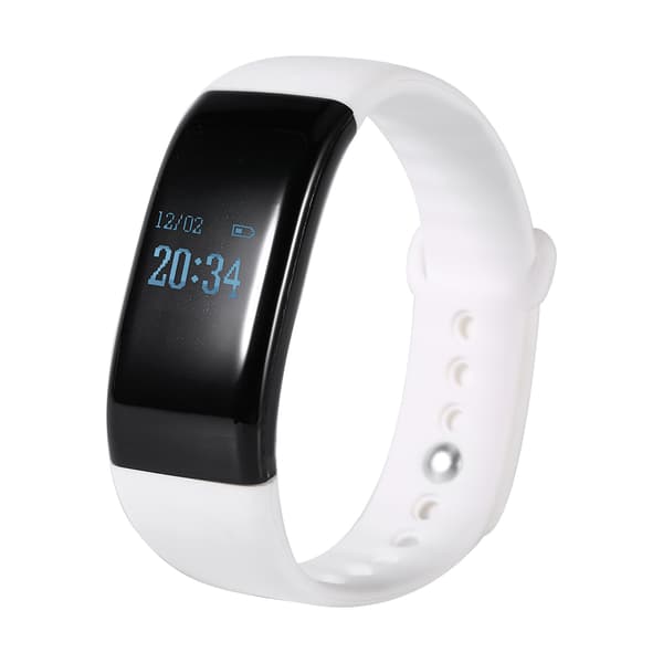 Smart Bluetooth Band intelligent Watch Bracelet Pulsmåling Til Android iOS Hvid