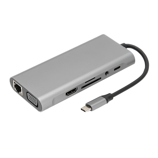 USB C -keskitin 10-in-1 1000M LAN Ethernet 4K HDTV VGA 100W PD -pikalatausääni kannettava USB-jakaja