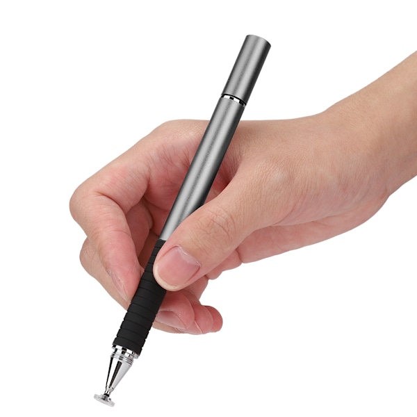 S12 2-i-1 ledende klut silikon sugekopp dobbel berøring full metall plate maling stylus grå