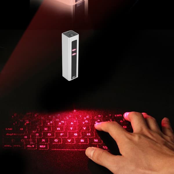 F2 Bluetooth Laser Projeksjon Virtuelt Tastatur Bærbart Trådløst Tastatur for IOS/Android Sølv