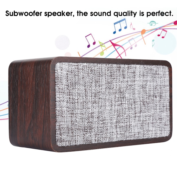 Solid Wood Box Bærbar Subwoofer 52mm Bluetooth-høyttaler Nøttebrun med ladekabel